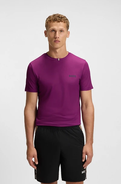 Slim-fit T-shirt stretch piqué with odor control