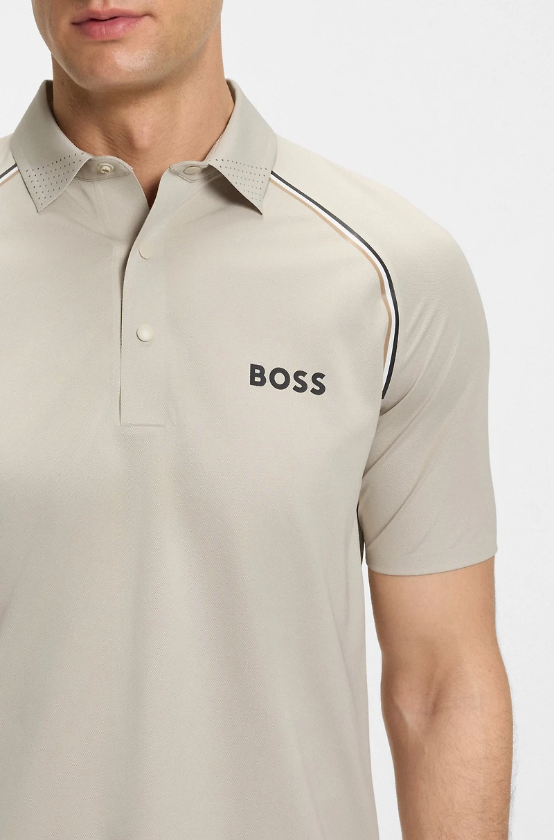 Active slim-fit polo shirt with odor control
