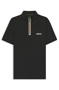 Active zip-neck T-shirt stretch-mesh jersey