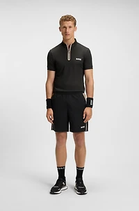 Active zip-neck T-shirt stretch-mesh jersey