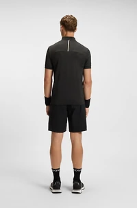 Active zip-neck T-shirt stretch-mesh jersey