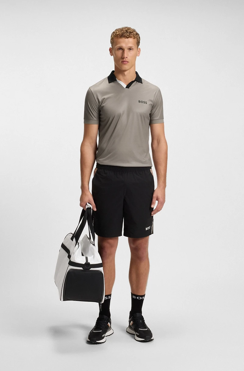 Active colour-blocked slim-fit polo shirt ripstop fabric