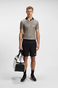 Active colour-blocked slim-fit polo shirt ripstop fabric