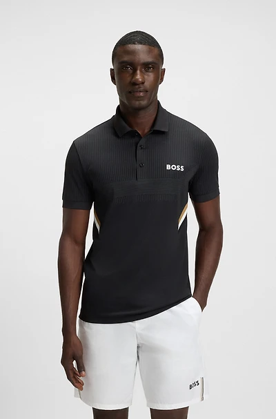 Active slim-fit polo shirt with moisture management