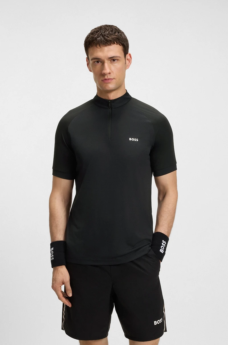 Quick-dry slim-fit polo shirt stretch ripstop