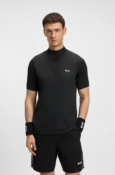Quick-dry slim-fit polo shirt stretch ripstop
