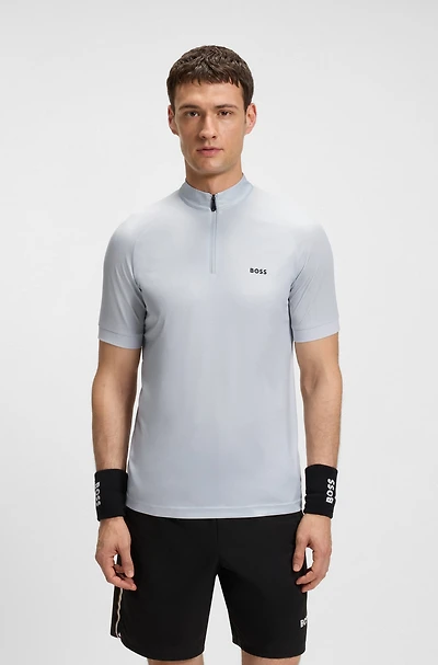 Stretch-ripstop slim-fit polo shirt with quick-dry performance