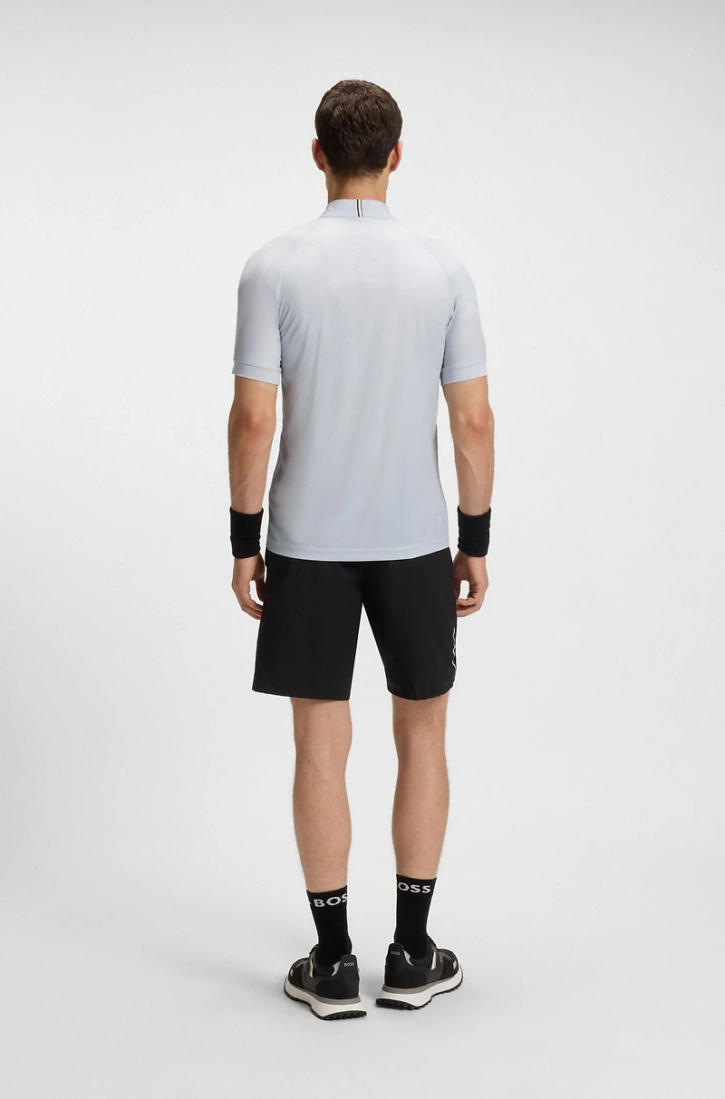 Stretch-ripstop slim-fit polo shirt with quick-dry performance