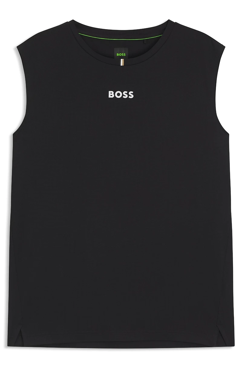 Active tank top stretch fabric with rear stripes