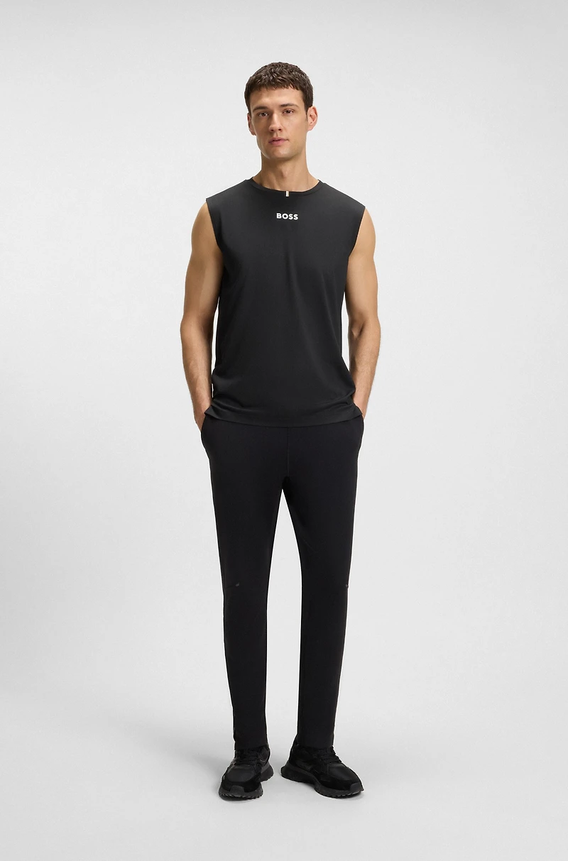 Active tank top stretch fabric with rear stripes