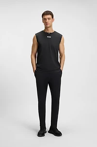 Active tank top stretch fabric with rear stripes