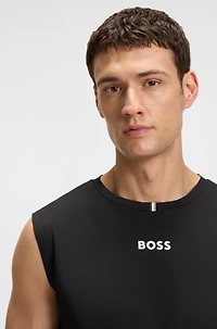 Active tank top stretch fabric with rear stripes