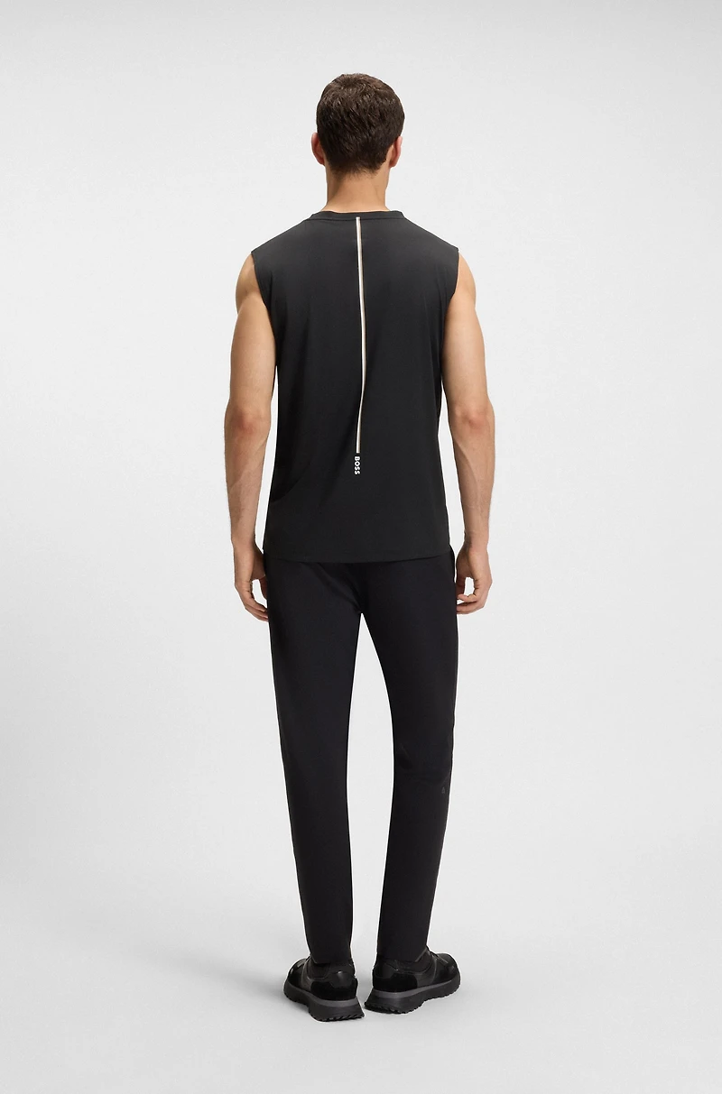Active tank top stretch fabric with rear stripes
