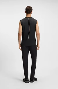 Active tank top stretch fabric with rear stripes