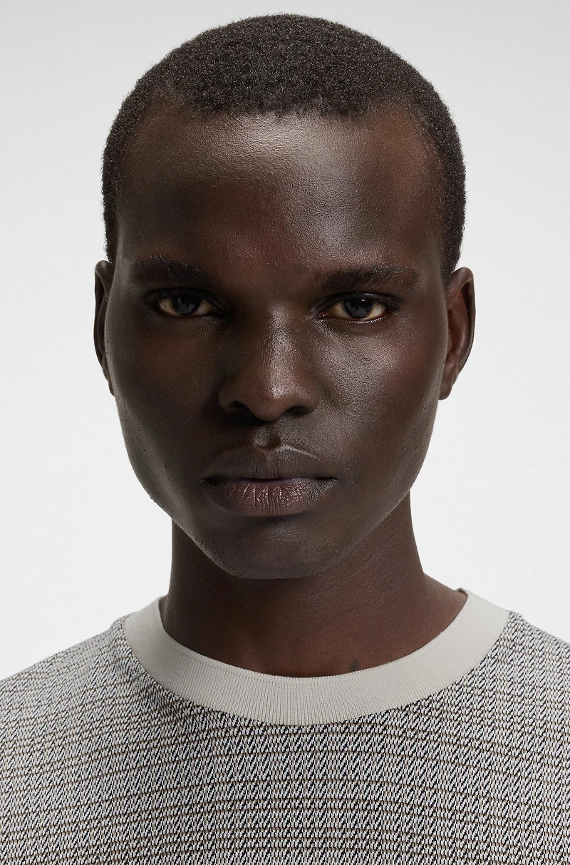 Mercerized-cotton T-shirt with grid pattern