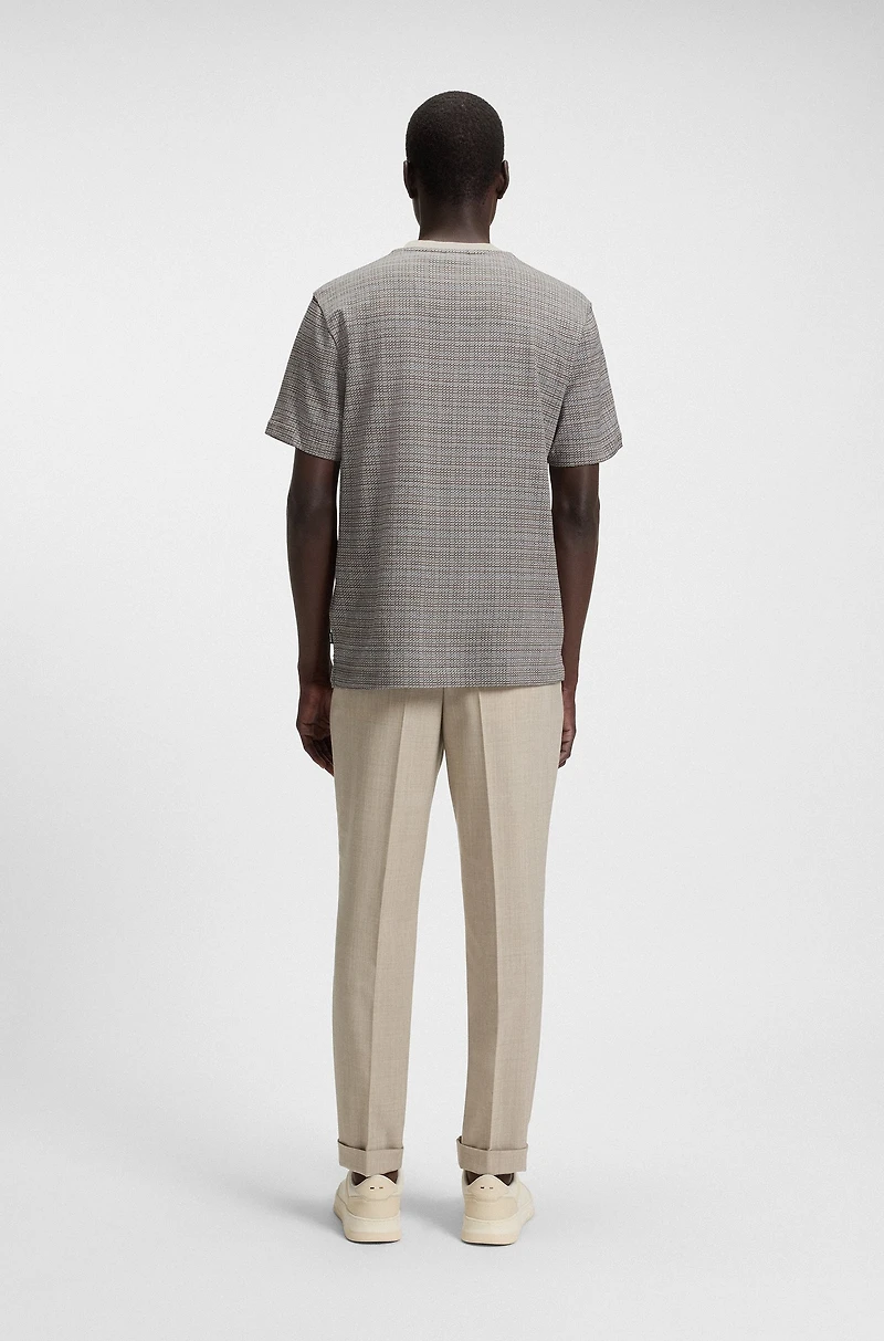 Mercerized-cotton T-shirt with grid pattern