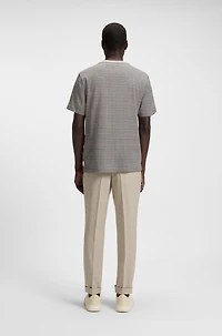 Mercerized-cotton T-shirt with grid pattern