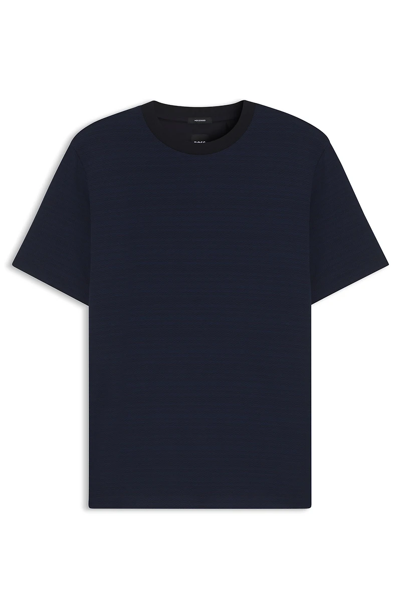 Grid-pattern T-shirt mercerised cotton