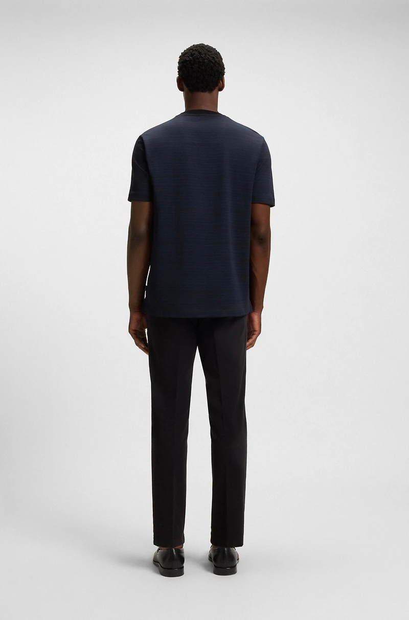 Grid-pattern T-shirt mercerised cotton