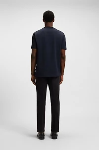 Grid-pattern T-shirt mercerised cotton