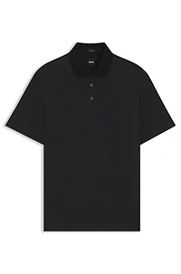 Mercerized-cotton polo shirt with grid pattern