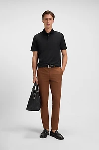 Mercerized-cotton polo shirt with grid pattern