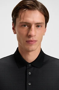 Mercerized-cotton polo shirt with grid pattern