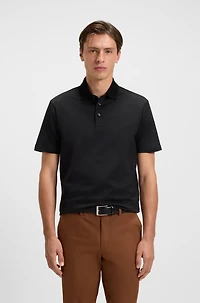 Mercerized-cotton polo shirt with grid pattern