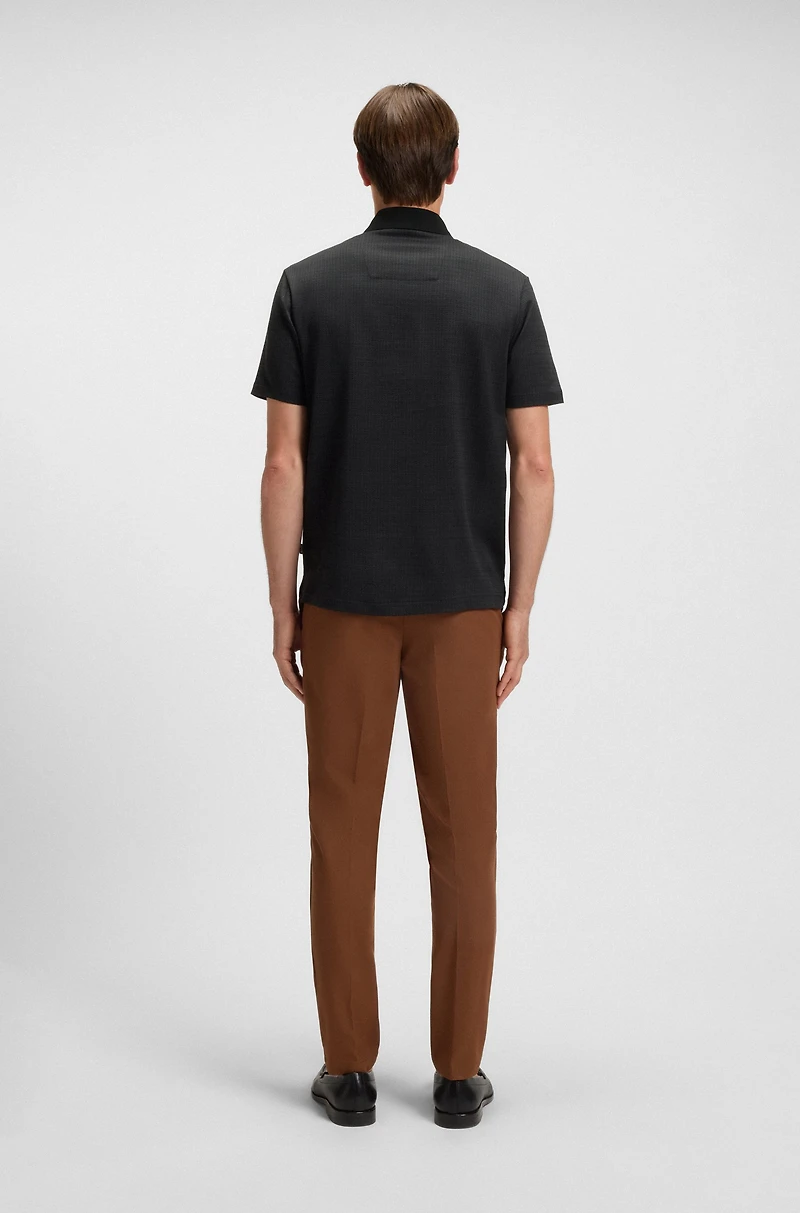 Mercerized-cotton polo shirt with grid pattern
