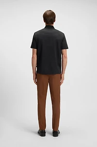 Mercerized-cotton polo shirt with grid pattern