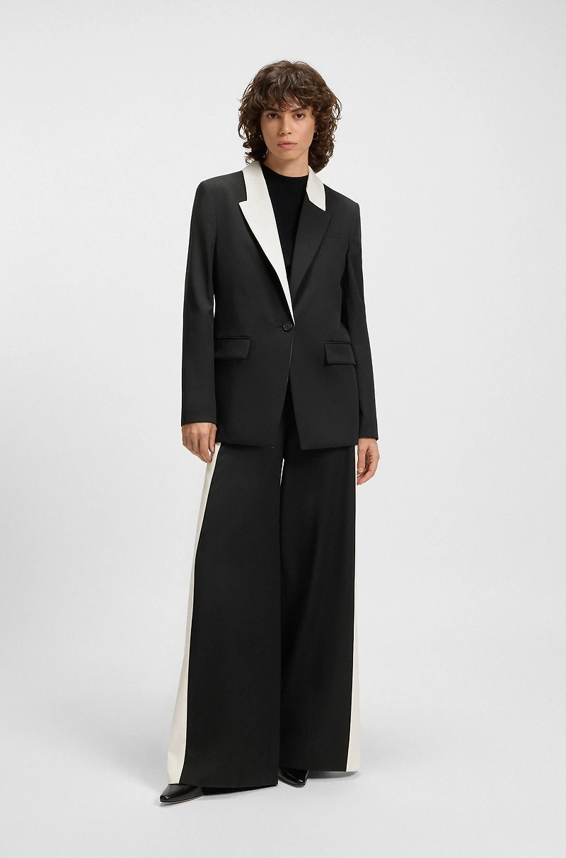 Relaxed-fit blazer with color-blocked lapels