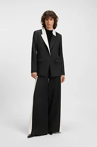 Relaxed-fit blazer with color-blocked lapels