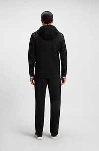 Zip-up hoodie with patterned drawcords