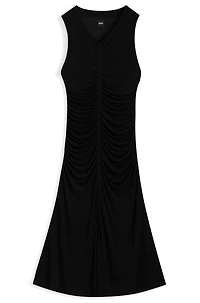 Sleeveless jersey dress with gathered details