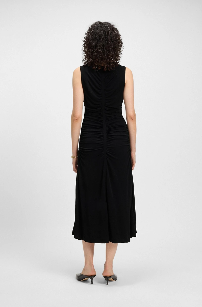 Sleeveless jersey dress with gathered details