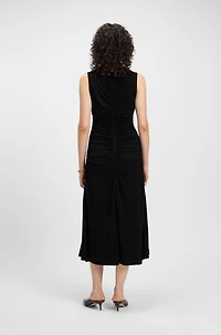 Sleeveless jersey dress with gathered details