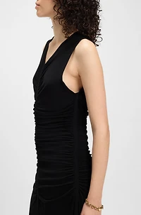 Sleeveless jersey dress with gathered details