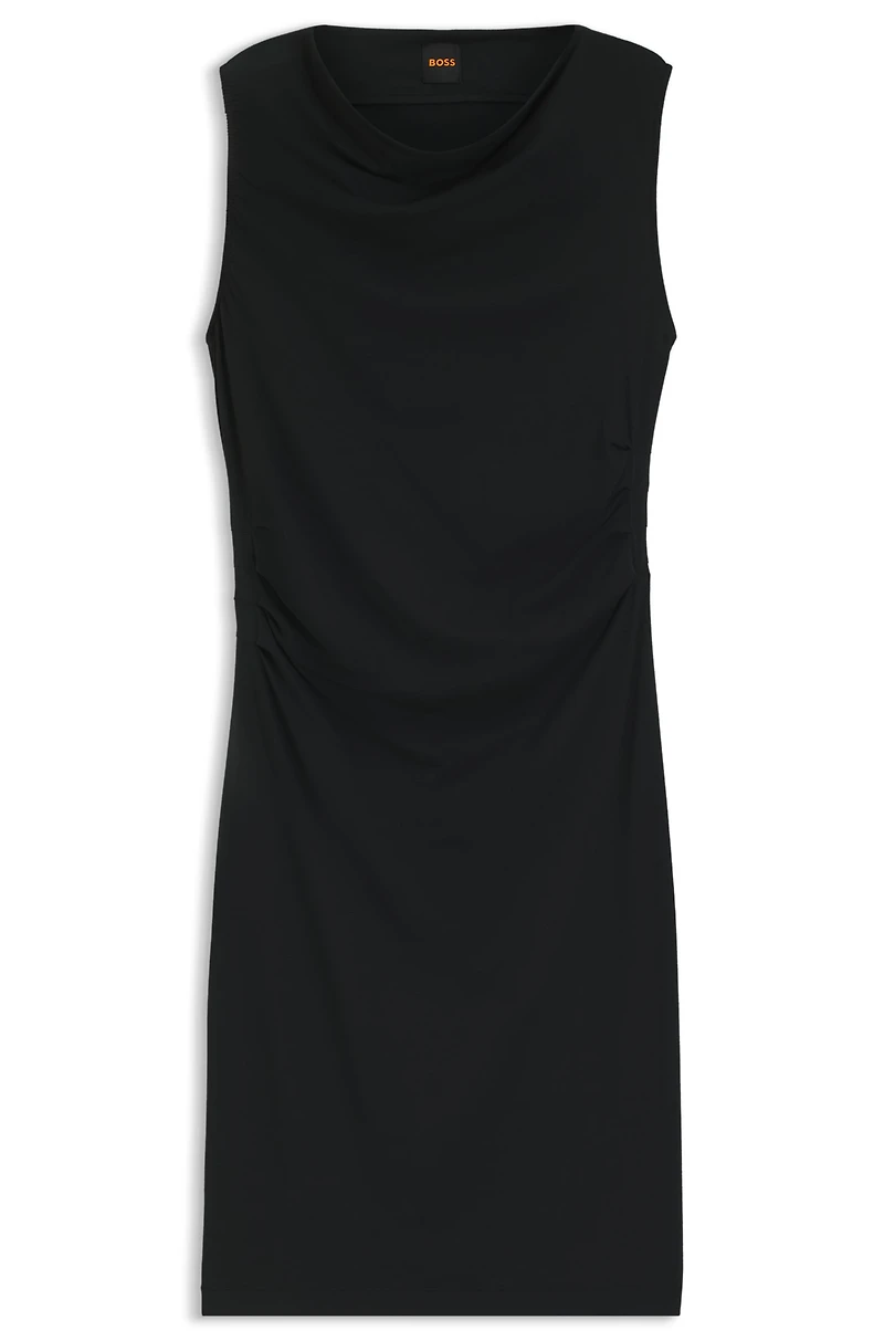 Asymmetric-neckline dress a cotton blend