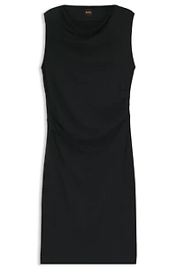Asymmetric-neckline dress a cotton blend