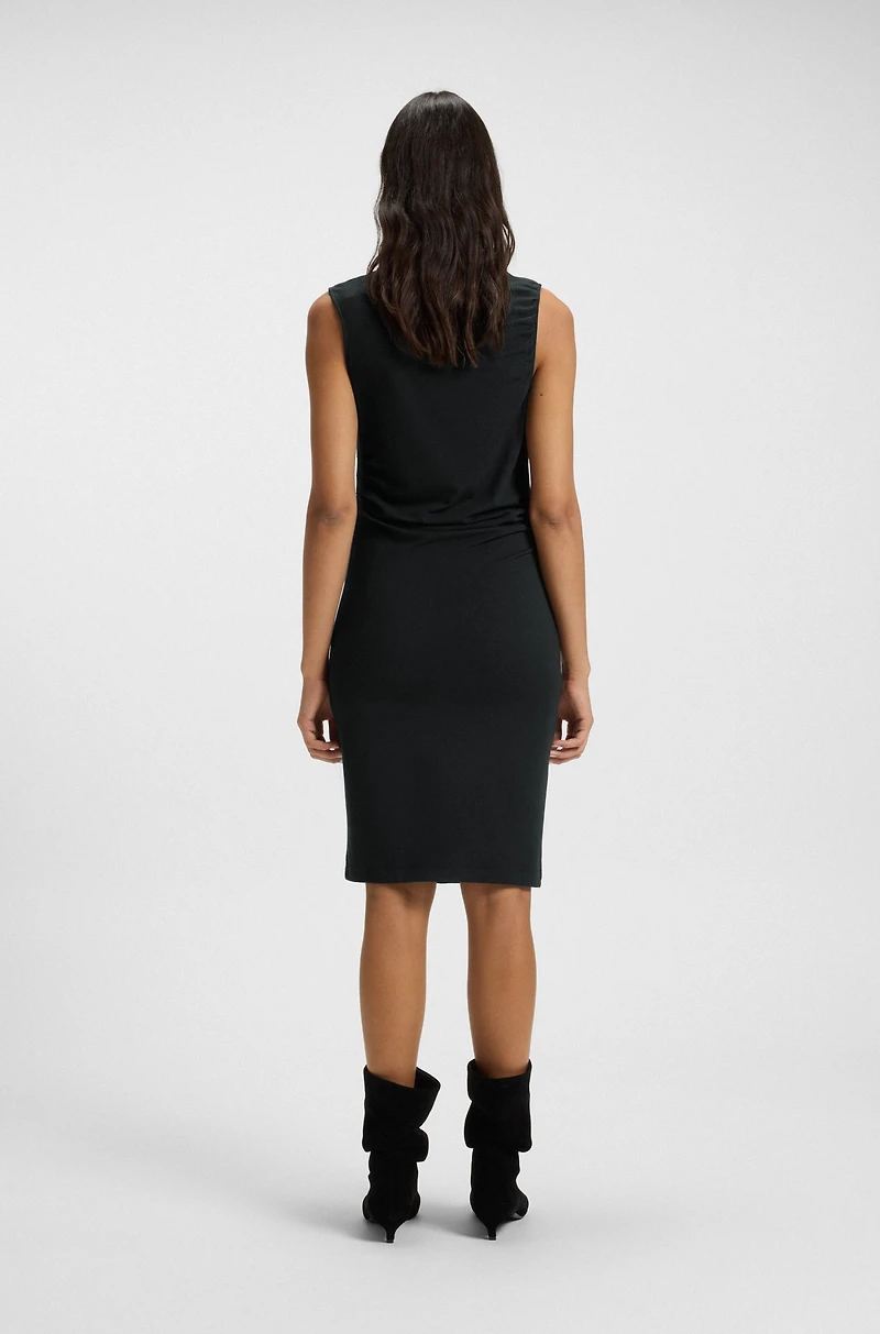 Asymmetric-neckline dress a cotton blend