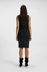 Asymmetric-neckline dress a cotton blend
