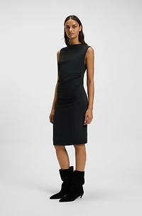 Asymmetric-neckline dress a cotton blend