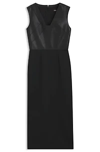 Virgin-wool dress with leather bodice
