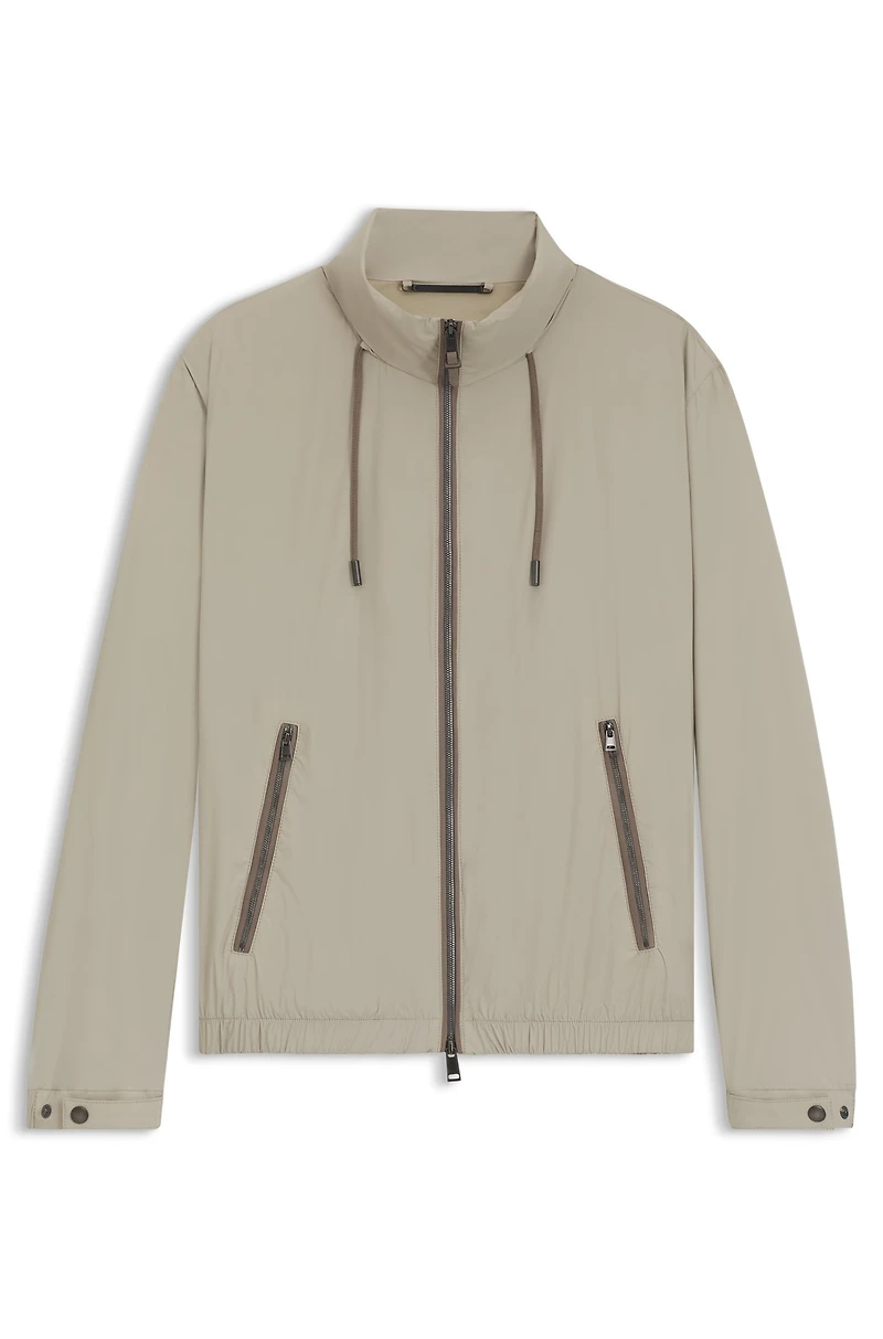 Water-repellent windbreaker with packable hood