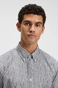 Regular-fit shirt printed cotton voile