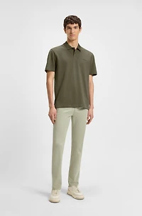 Cotton-piqué polo shirt with patterned collar