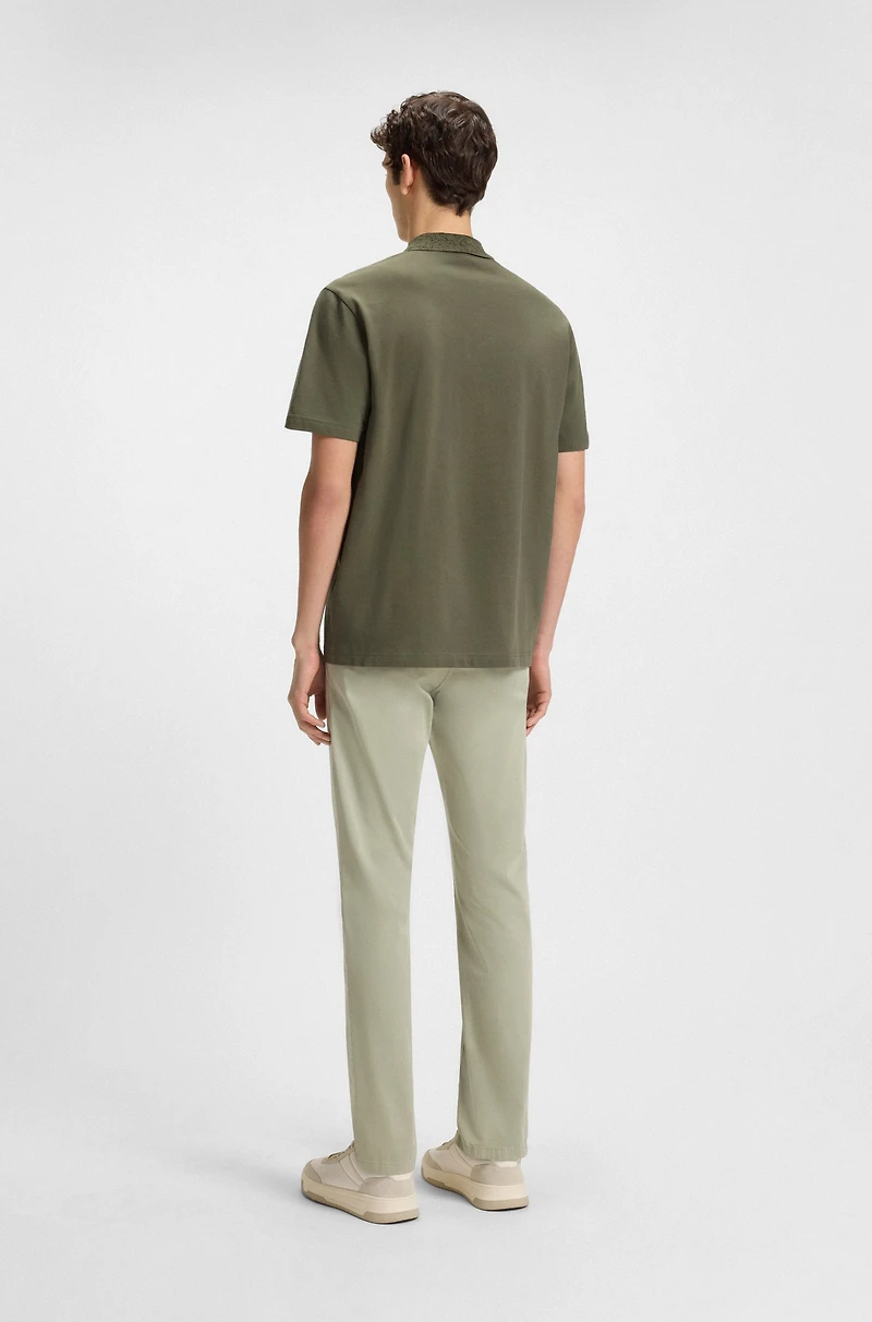 Cotton-piqué polo shirt with patterned collar
