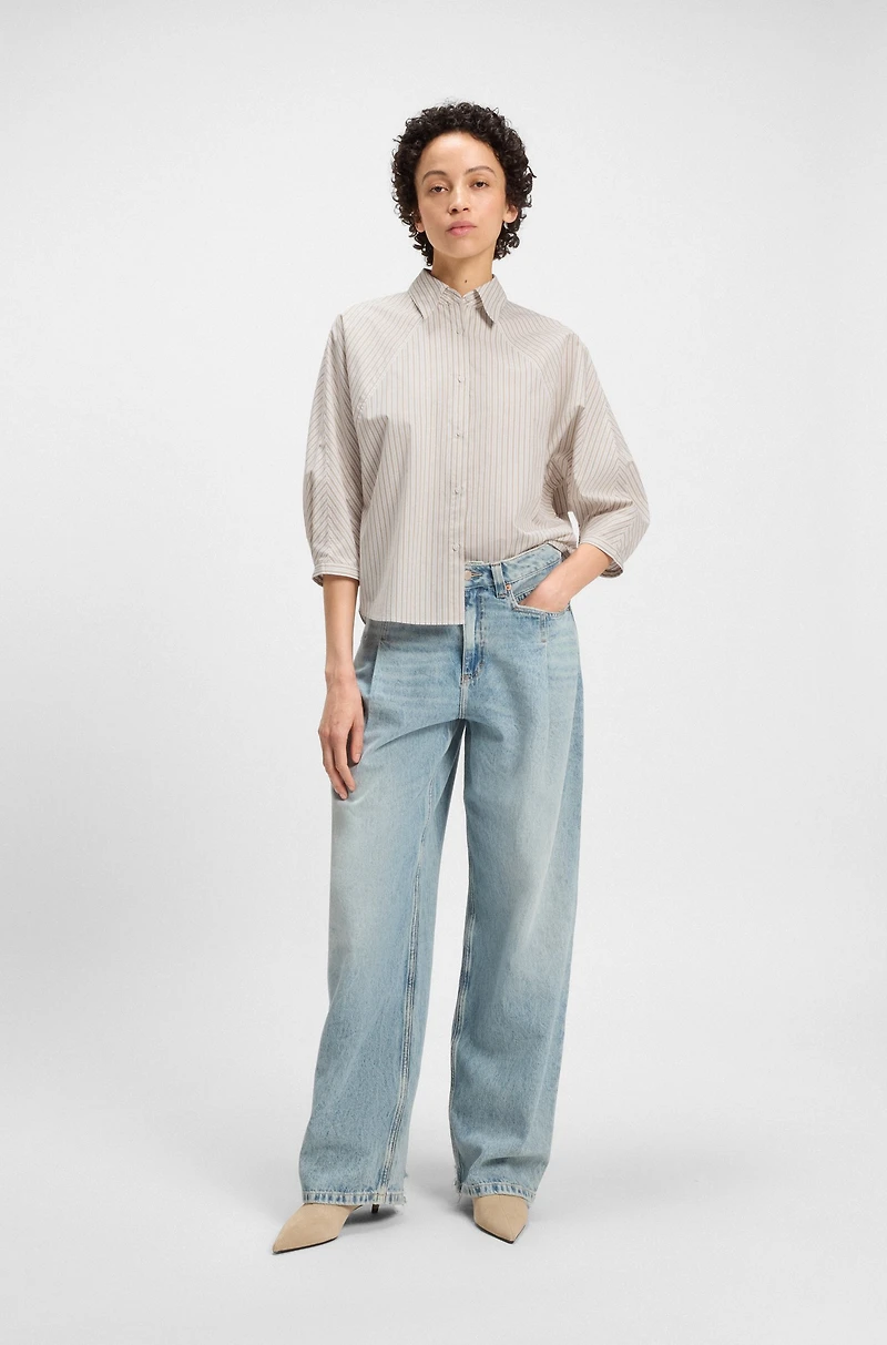 Relaxed-fit blouse striped cotton poplin