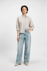 Relaxed-fit blouse striped cotton poplin