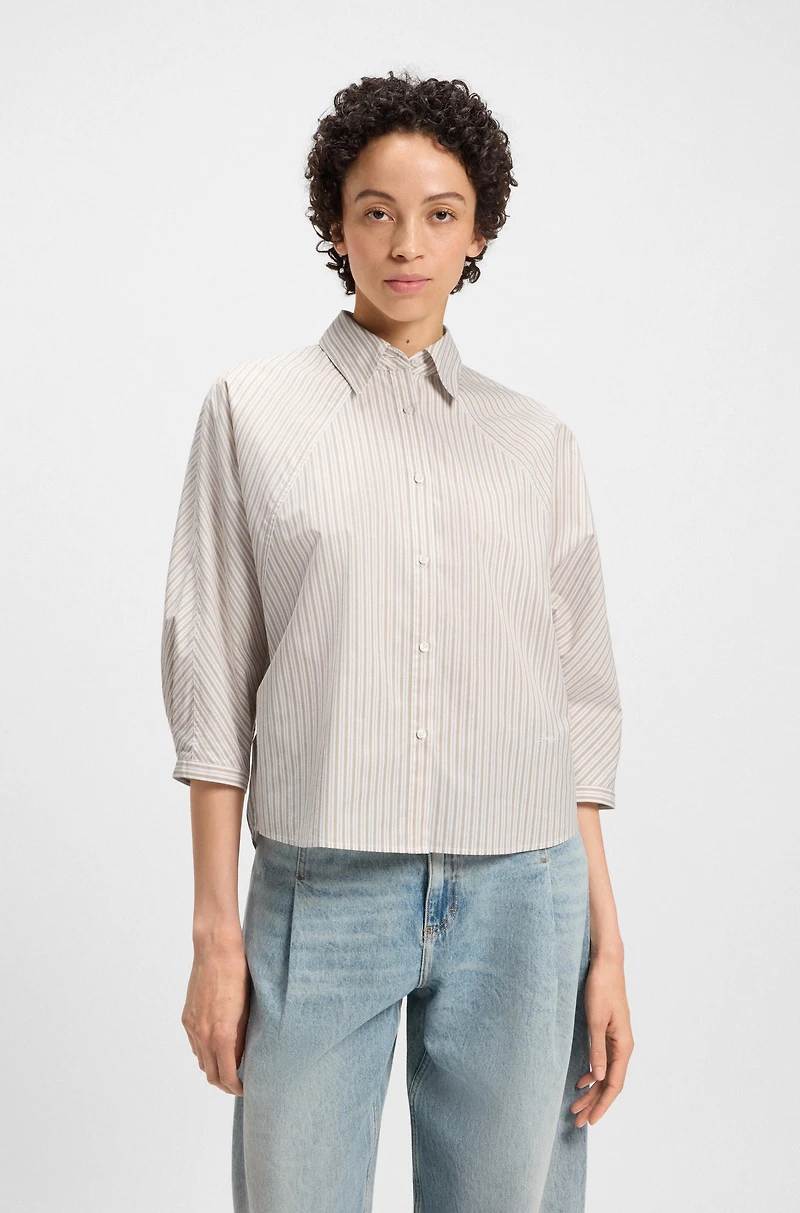 Relaxed-fit blouse striped cotton poplin